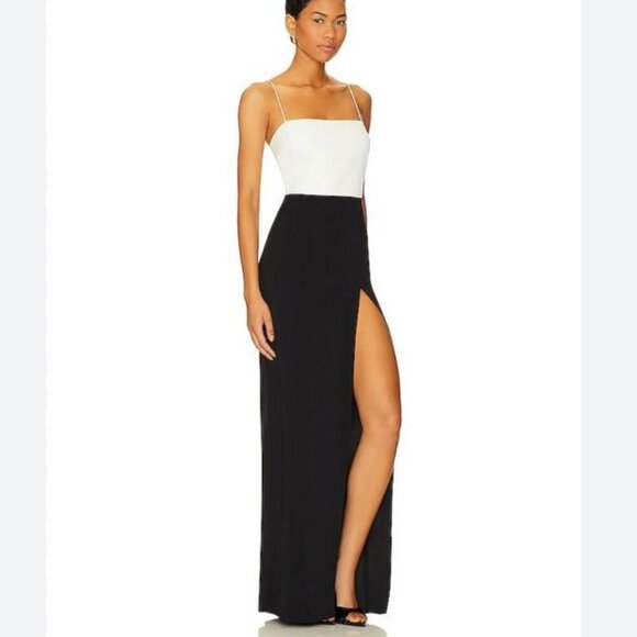 NWOT Amanda Uprichard x REVOLVE Avani Gown in Black & Ivory - Picture 2 of 5